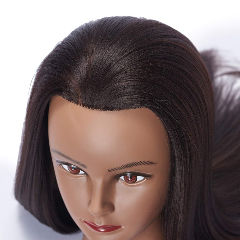 Hairlink 26-28'' Mannequin Head Yaki Synthetic Fiber Hair Styling Training Head Dolls for Cosmetology Manikin Maniquins Practice Head with Stand (6611BY0220) - Image 4